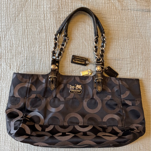 Coach Handbags - Coach Signature Black with Patent Leather Shoulder Bag